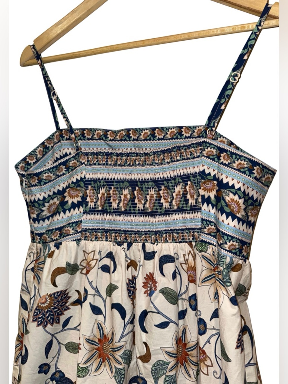 Farm Rio 100% Cotton Floral Delhi Tapestry Light Pink Midi Sun Dress M Ruffle - Picture 12 of 14